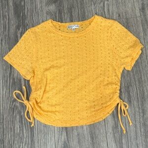 Stylish Yellow Textured Crop Top